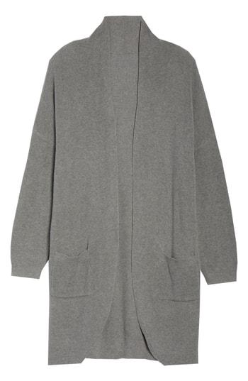 Women's Bp. Stitch Curve Hem Cardigan - Grey