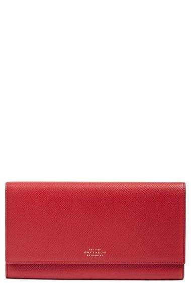 Women's Smythson 'panama Marshall' Travel Wallet - Red