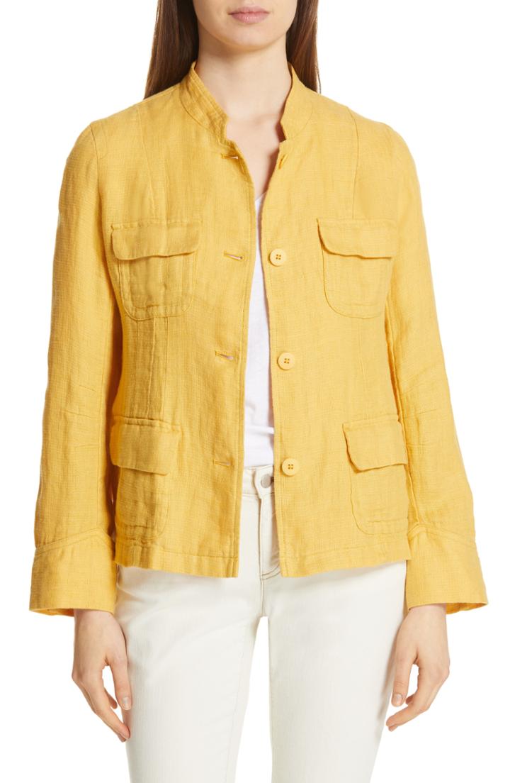 Women's Eileen Fisher Organic Linen Utility Jacket - Yellow