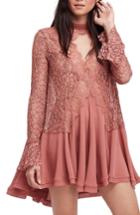 Women's Free People New Tell Tale Lace Minidress - Red