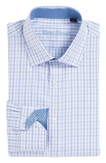 Men's English Laundry Trim Fit Plaid Dress Shirt - 32/33 - Blue