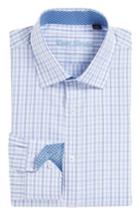 Men's English Laundry Trim Fit Plaid Dress Shirt - 32/33 - Blue