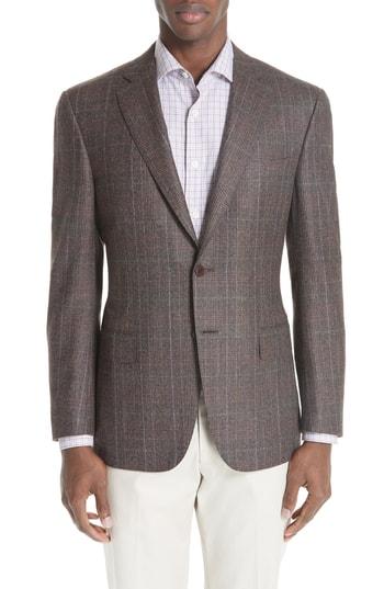 Men's Canali Classic Fit Plaid Wool Sport Coat Us / 50 Eu R - Brown