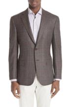 Men's Canali Classic Fit Plaid Wool Sport Coat Us / 50 Eu R - Brown