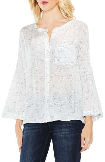 Women's Two By Vince Camuto Bell Sleeve Geo Dialogue Top - White