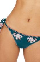 Women's Topshop Embroidered Side Tie Bikini Bottoms Us (fits Like 0) - Green
