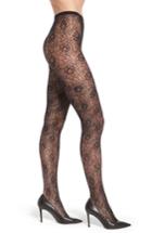 Women's Nordstrom Large Rose Tights - Black