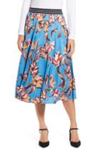 Women's Halogen Printed Pleated Skirt, Size - Blue