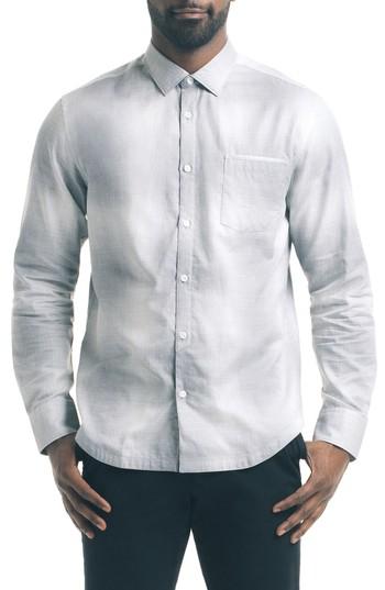 Men's Good Man Brand Slim Fit Ombre Check Sport Shirt, Size - Grey