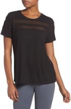 Women's Zella Everly Mesh Stripe Tee, Size - Black