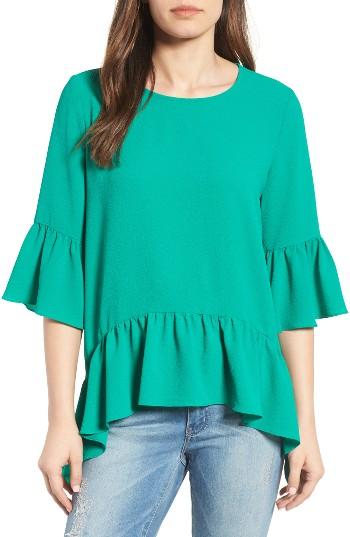 Women's Gibson Ruffled Handkerchief Hem Top - Green
