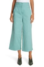 Women's Tibi Garment Dyed Wide Leg Crop Jeans - Blue