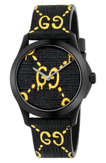 Men's Gucci Gg Rubber Strap Watch, 38mm