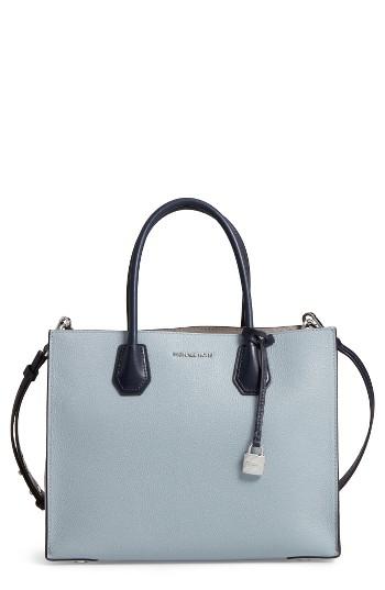 Michael Michael Kors Large Mercer Colorblock Leather Tote - Blue