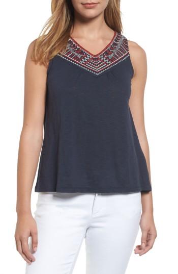 Women's Thml Embroidered Yoke Knit Tank - Blue