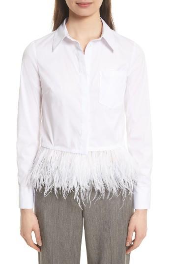 Women's Milly Cross Dye Feather Hem Top - White