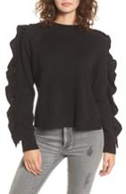 Women's Bp. Imitation Pearl & Ruffle Trim Sweater, Size - Black