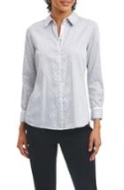 Women's Foxcroft Ava Wrinkle Free Geo Print Shirt - Grey