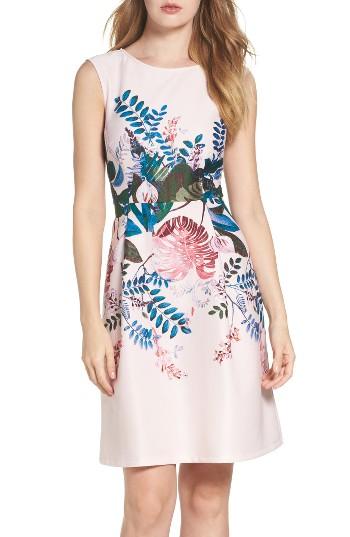 Women's Adrianna Papell Placed Print Fit & Flare Dress - Pink