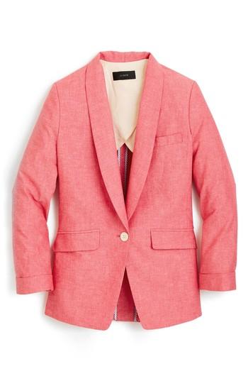 Women's J.crew Unstructured Shawl Collar Cotton Linen Blazer - Red
