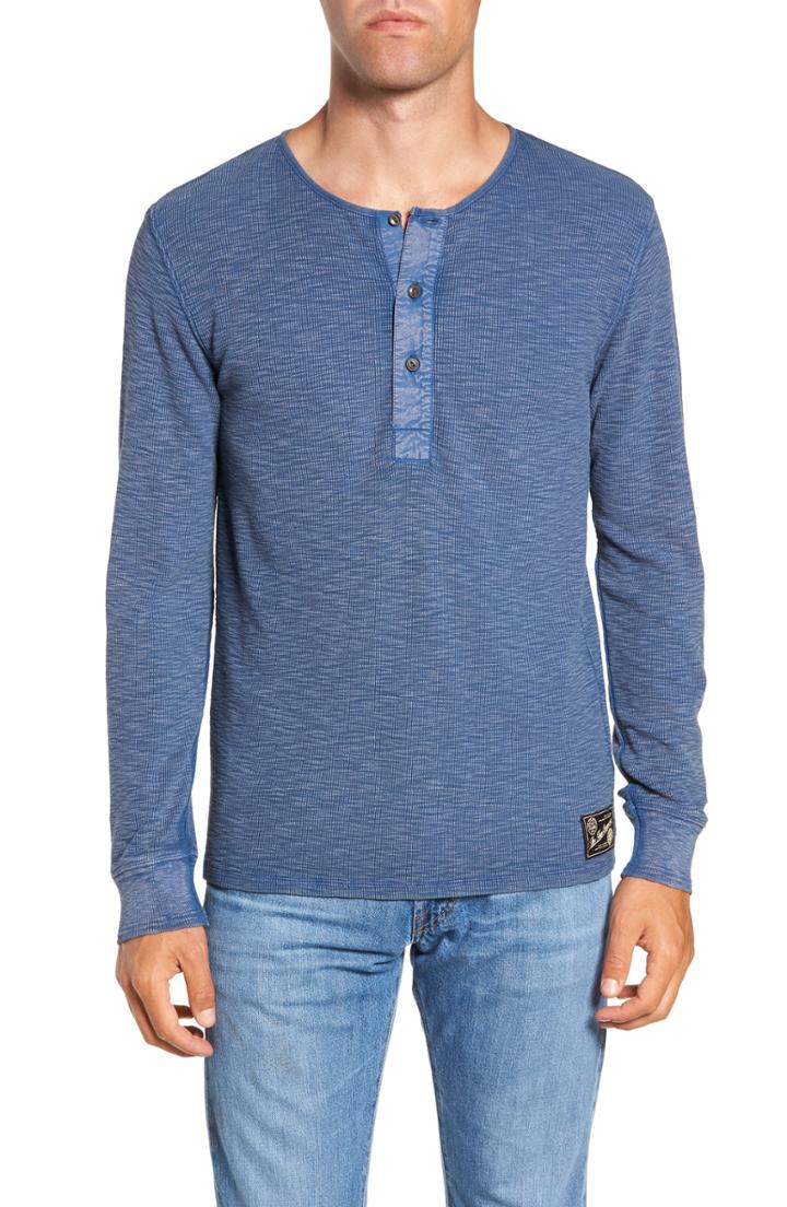 Men's Frye Matthew Knit Henley, Size - Blue