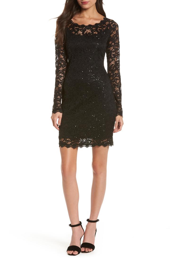 Women's Sequin Hearts Sequin Lace Sheath Dress