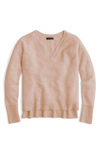 Women's J.crew Supersoft Yarn V-neck Sweater, Size - Beige