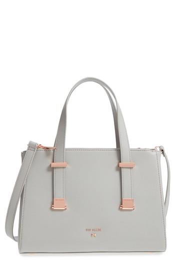 Ted Baker London Audreyy Small Adjustable Handle Leather Shopper - Grey