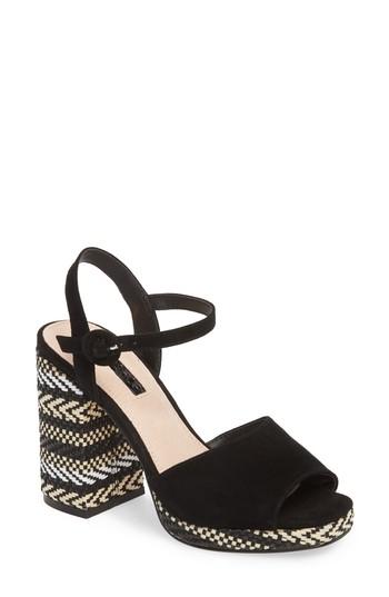 Women's Topshop Laura Woven Block Heel Sandal .5us / 36eu - Black