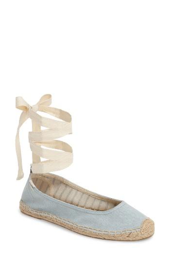 Women's Soludos Ankle Tie Espadrille Flat M - Blue