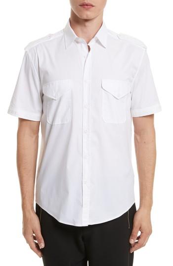 Men's Versace Collection Short Sleeve Military Shirt Eu - White