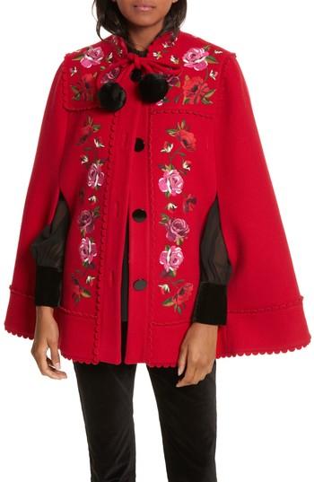 Women's Kate Spade New York Mari Wool Blend Cape - Red