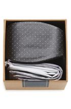 Men's The Tie Bar Dot Silk Bow Tie & Cotton Pocket Square Style Box, Size - Grey