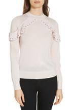 Women's Kate Spade New York Studded Ruffle Sweater, Size - Pink