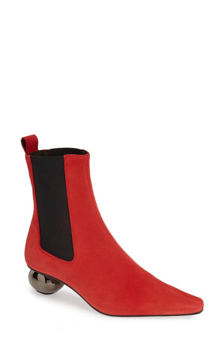 Women's Topshop Magician Sculpt Heel Ankle Bootie .5us / 38eu M - Red