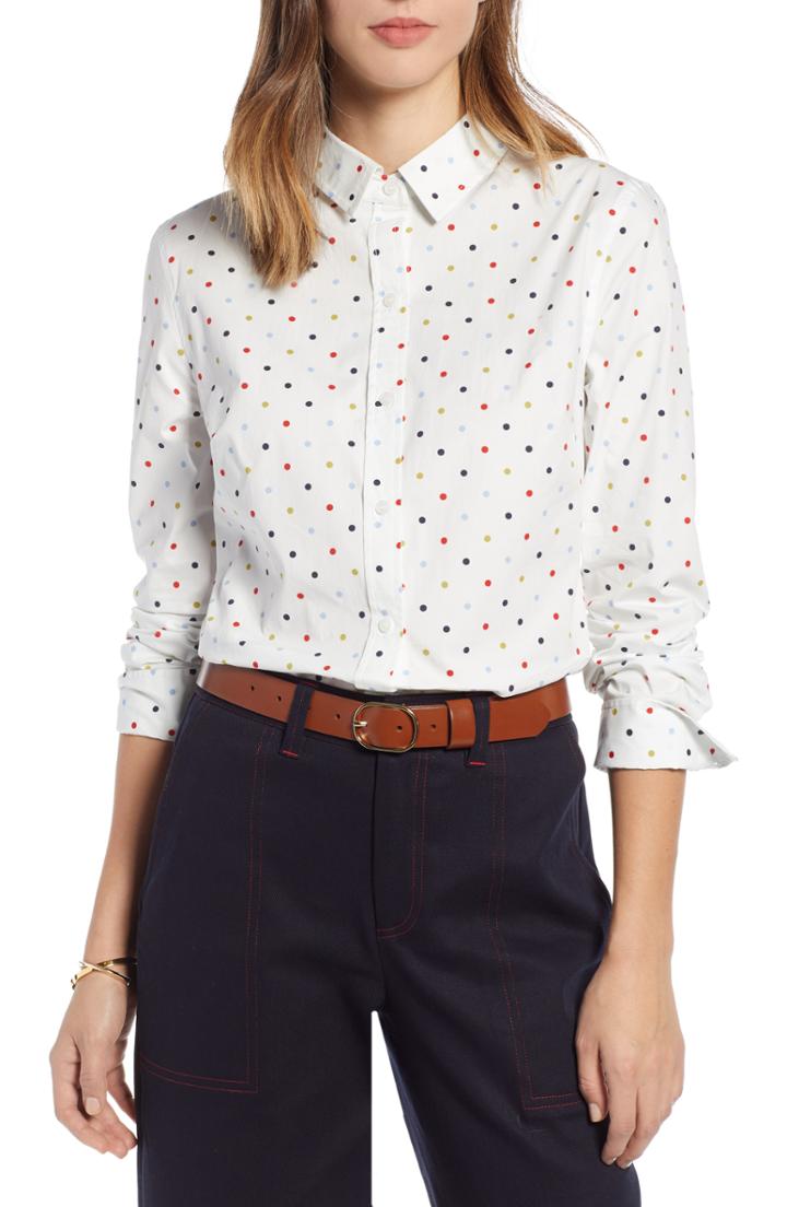 Petite Women's 1901 Print Shirt, Size P - Ivory