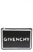 Givenchy Medium Iconic Graffiti Logo Calfskin Leather Pouch - Black