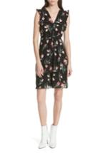 Women's Rebecca Taylor Ruffled Ikat Floral A-line Dress - Black