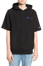 Men's Champion Reverse Weave Short Sleeve Hoodie - Black