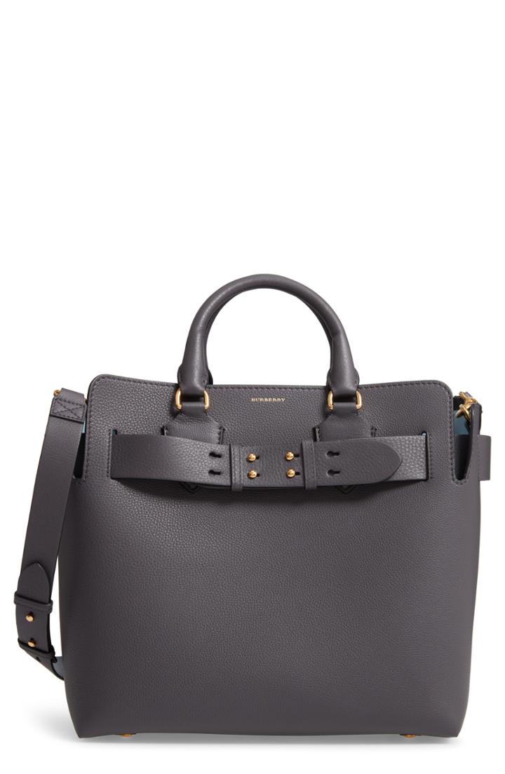 Burberry Medium Leather Belted Bag - Grey