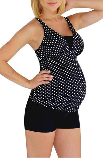 Women's Mermaid Maternity Polka Dot Tankini Top