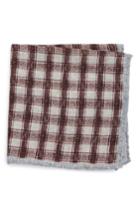 Men's Eleventy Check Wool Pocket Square