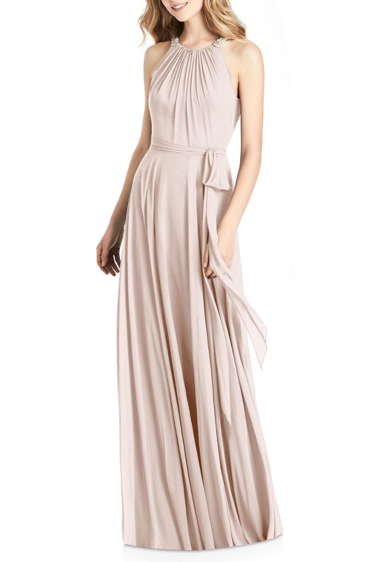 Women's Jenny Packham Beaded Strap Chiffon Gown