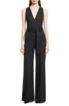 Women's Theory Tuxedo Wool Belted Jumpsuit