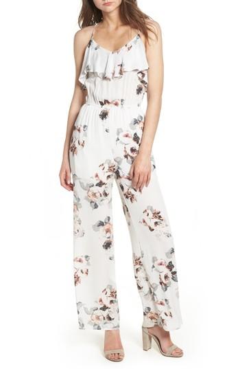 Women's Moon River Floral Print Jumpsuit - White