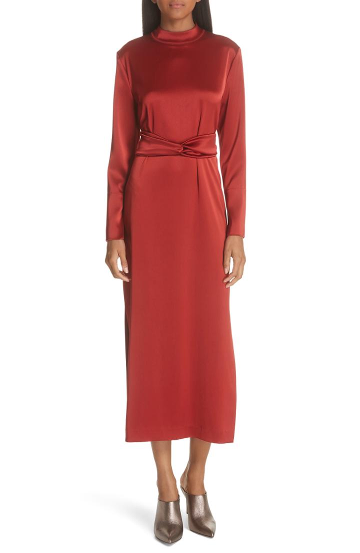 Women's Nanushka Sadie Belted Satin Dress
