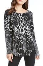 Women's Karen Kane Animal Print Shirttail Top - Black