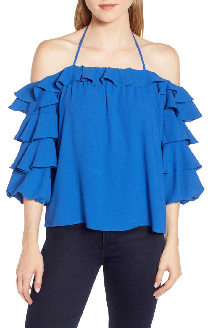 Women's 1.state Tiered Ruffle Sleeve Blouse - Blue