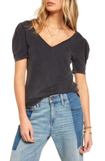 Women's Treasure & Bond Puff Sleeve V-neck Tee - Grey