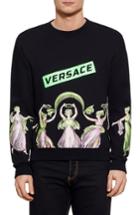 Men's Versace First Line Print Crewneck Sweatshirt - Black